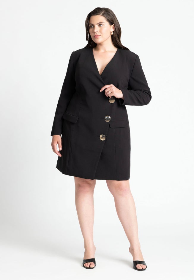 Strong Shoulder Mini Blazer With Gold Buttons image number 0
