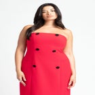 Strapless Double Breasted Midi Dress image number null