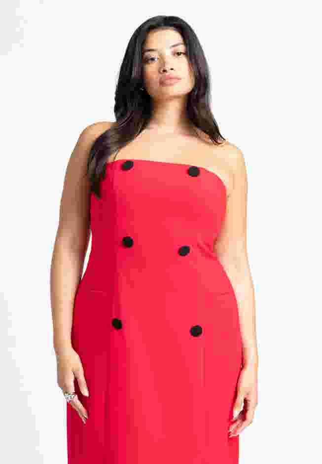 Strapless Double Breasted Midi Dress image number 2