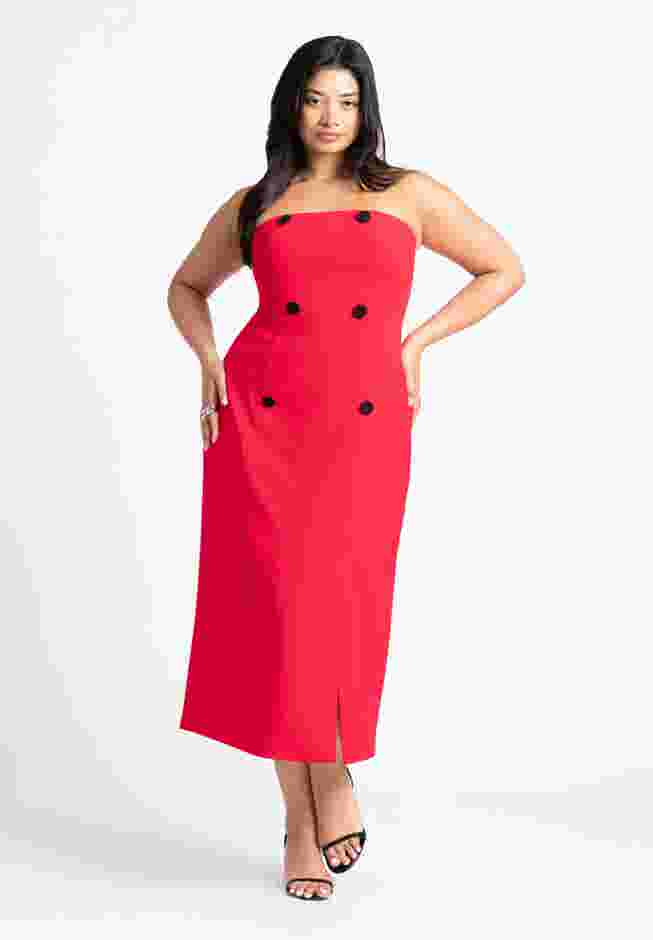 Strapless Double Breasted Midi Dress image number 0
