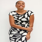 Ruched A-Line Knit Midi Dress image number null