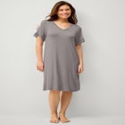 Stretch Knit V-neck Short Sleeve Lace Trim Sleep Shirt image number 0