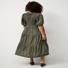 Short Sleeve Smocked Bodice Midi Dress image number null