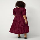 Short Sleeve Smocked Bodice Midi Dress image number null