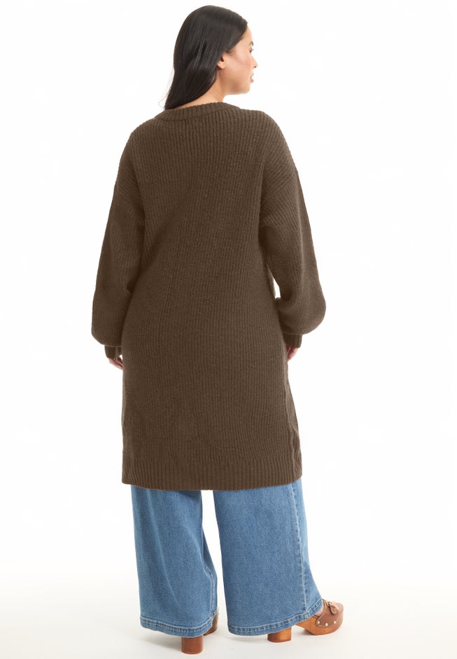 Midi-Length Button-Down Cardigan image number 1