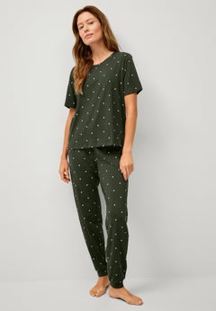 Cotton Spandex Short Sleeve Tee & Jogger 2-Piece Sleep Set