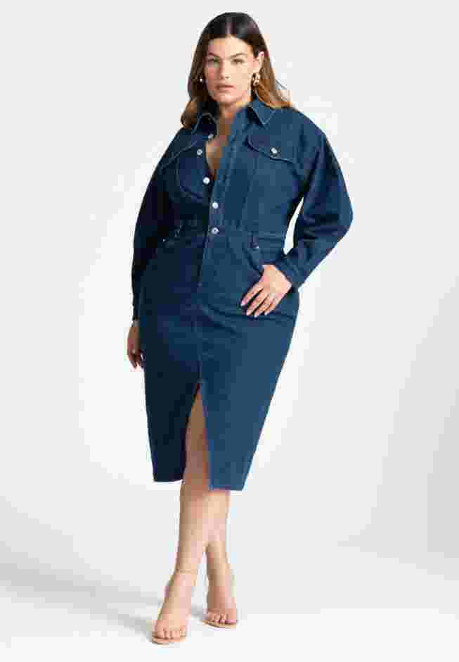 Oversized Denim Midi Dress image number 0