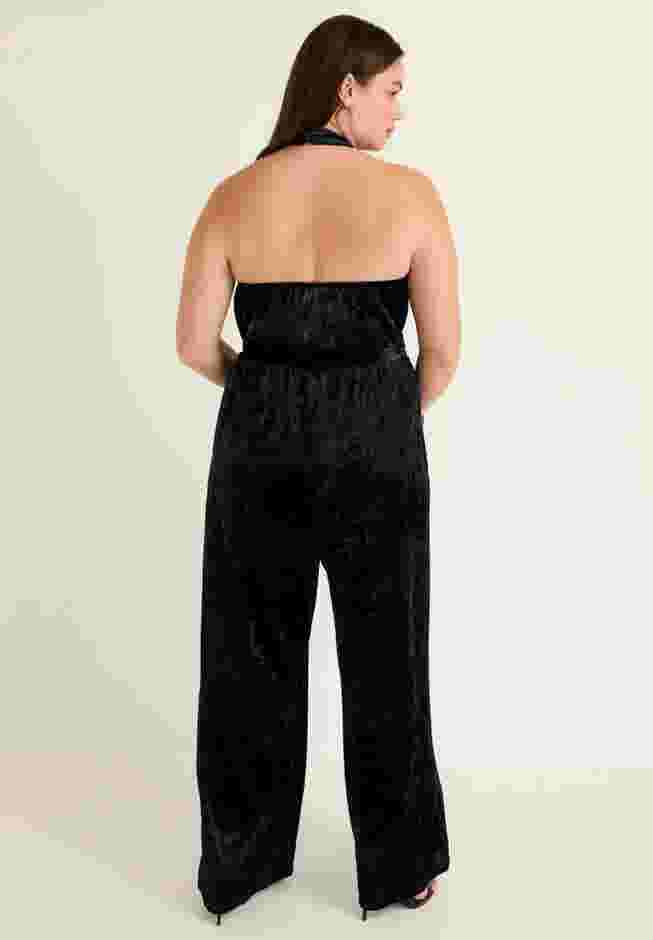 Crushed Velvet Halterneck Jumpsuit image number 1