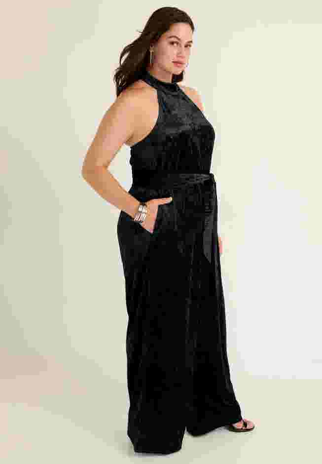 Crushed Velvet Halterneck Jumpsuit image number 2