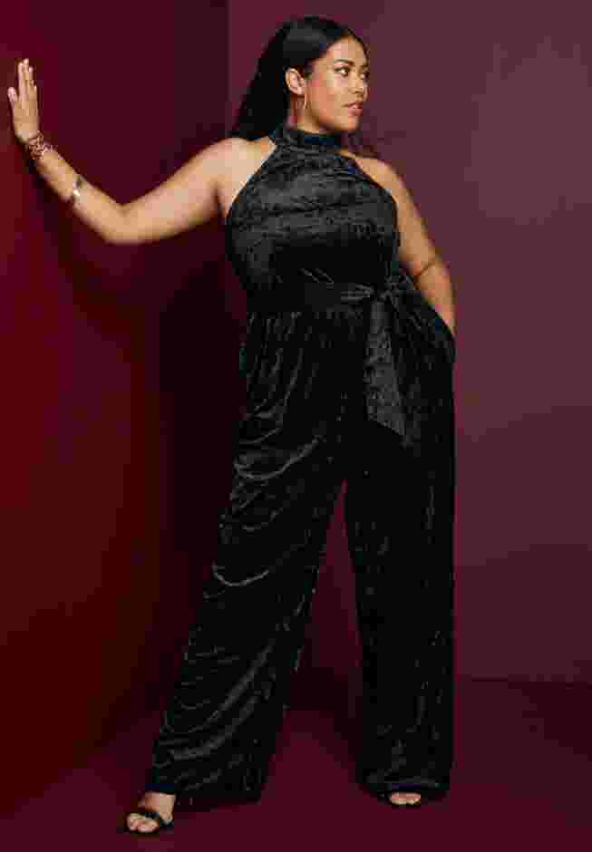 Crushed Velvet Halterneck Jumpsuit image number 0