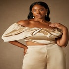 Bridal by ELOQUII Off The Shoulder Draped Bustier Top image number null