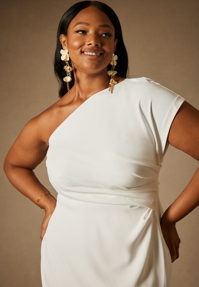 Bridal by ELOQUII One Shoulder Draped Tunic Top image number 1