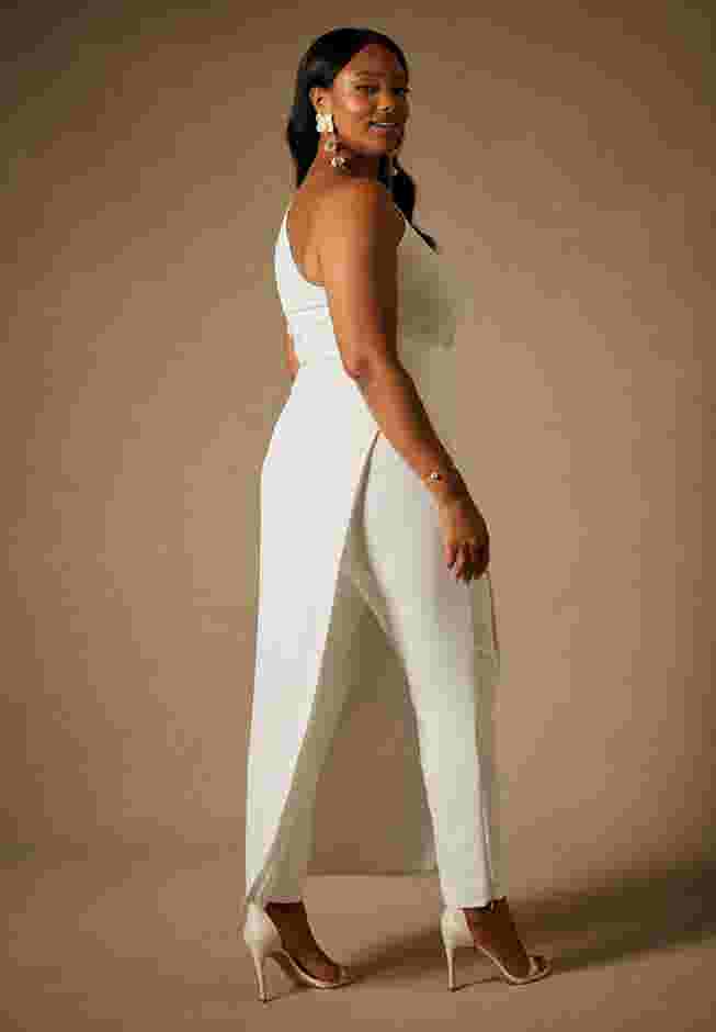 Bridal by ELOQUII One Shoulder Draped Tunic Top image number 2