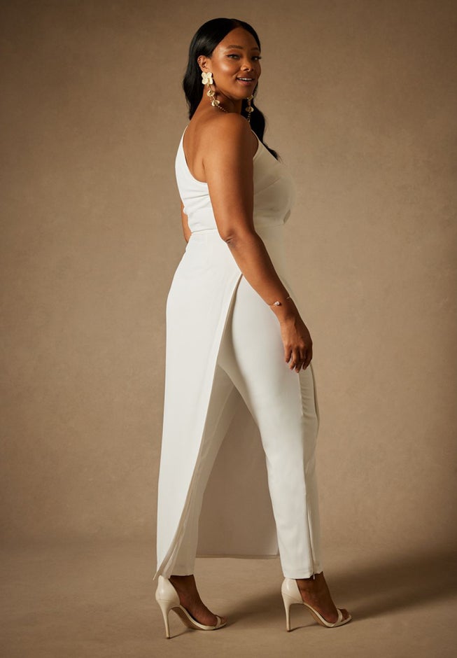 Bridal by ELOQUII One Shoulder Draped Tunic Top image number 2