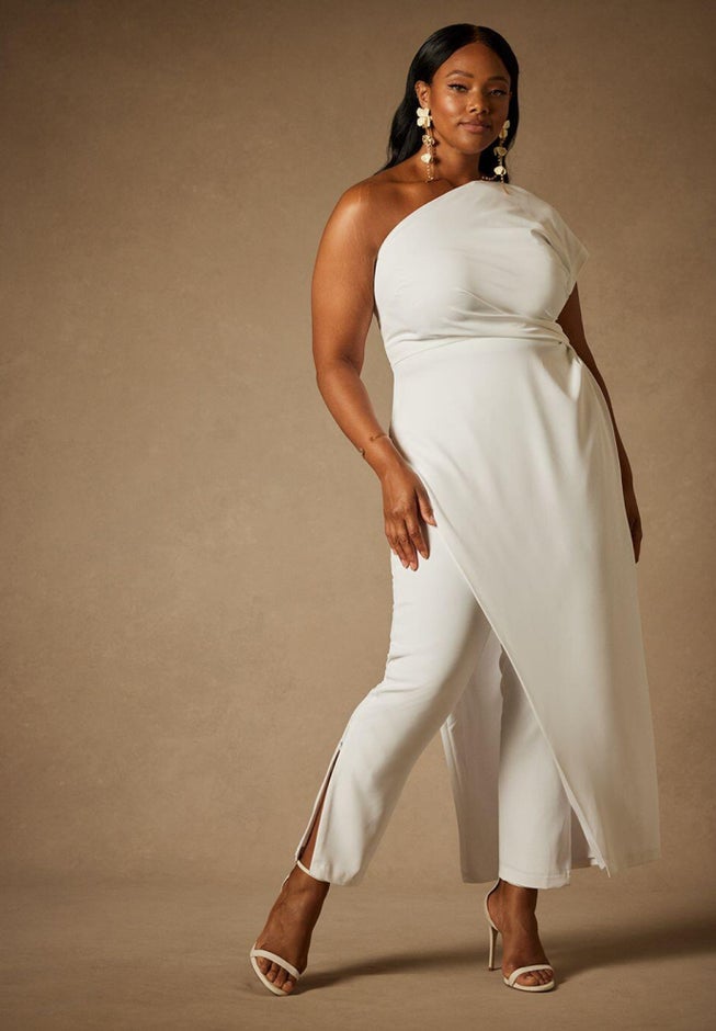 Bridal by ELOQUII One Shoulder Draped Tunic Top image number 0