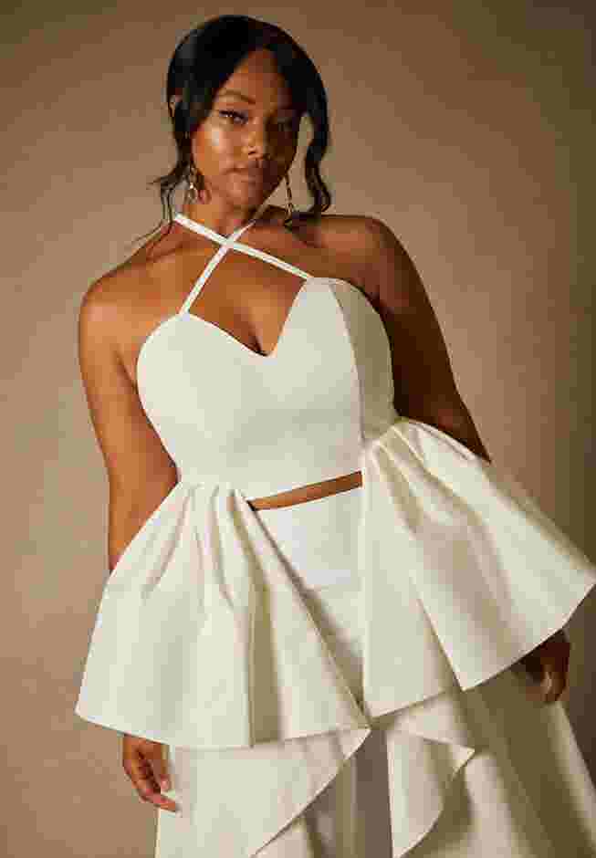 Bridal by ELOQUII Maxi Ruffle Top image number 1