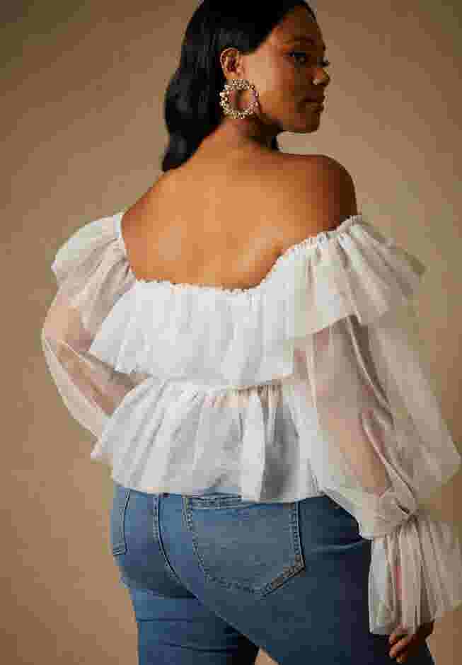 Bridal by ELOQUII Tulle Pleated Top image number 1