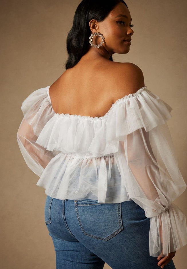Bridal by ELOQUII Tulle Pleated Top image number 1