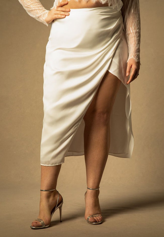 Bridal by ELOQUII Satin Draped Skirt image number 1