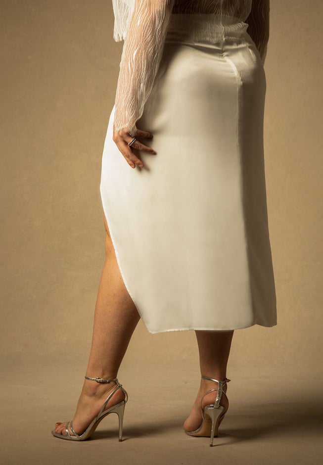 Bridal by ELOQUII Satin Draped Skirt image number 2
