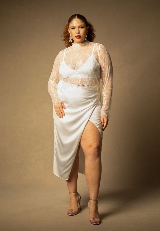Bridal by ELOQUII Satin Draped Skirt image number 0