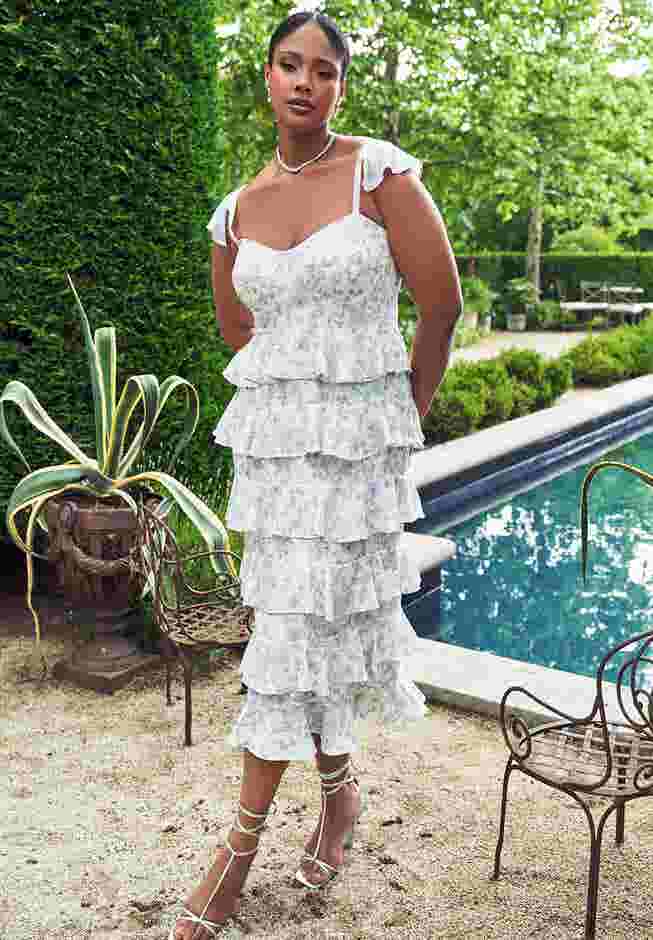 Bridal by ELOQUII Corseted Tiered Dress image number 3