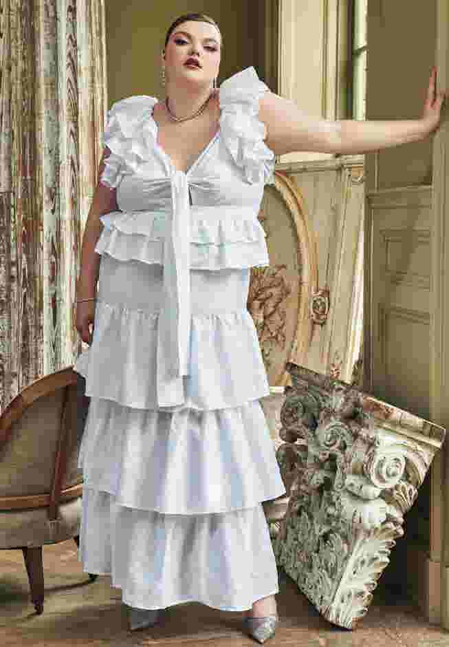 Bridal by ELOQUII Tiered Ruffle Dress image number 3