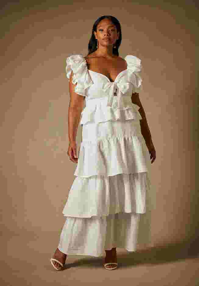 Bridal by ELOQUII Tiered Ruffle Dress image number 0