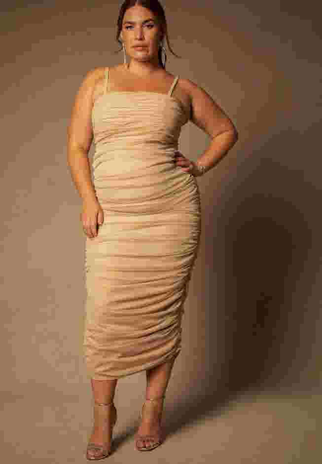 Bridal by ELOQUII Ruched Tea Length Dress image number 0