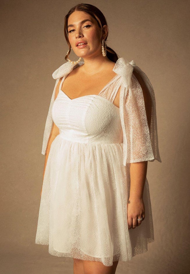 Bridal by ELOQUII Tie Shoulder Dress image number 1