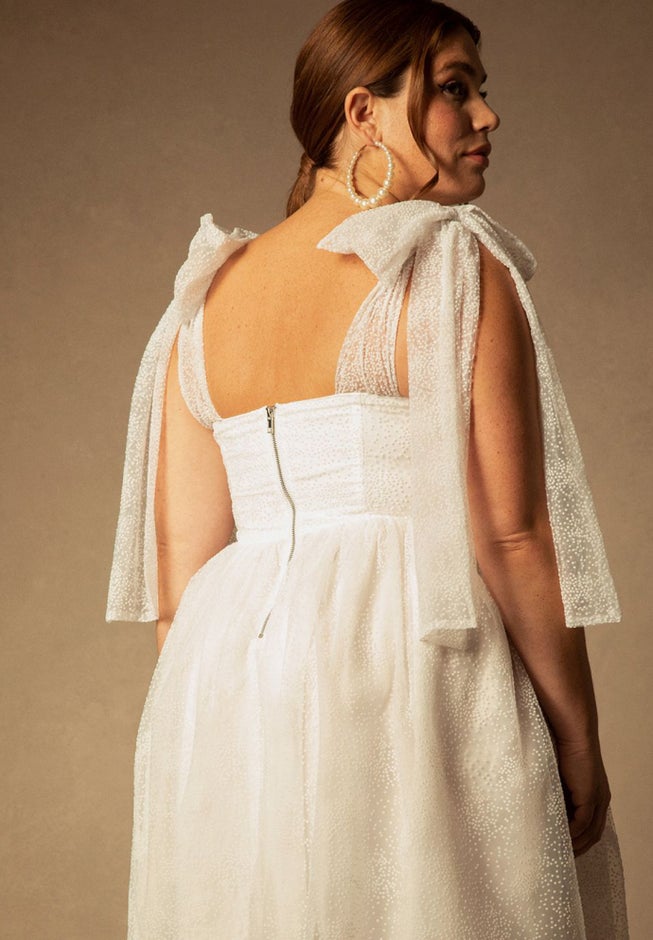 Bridal by ELOQUII Tie Shoulder Dress image number 2