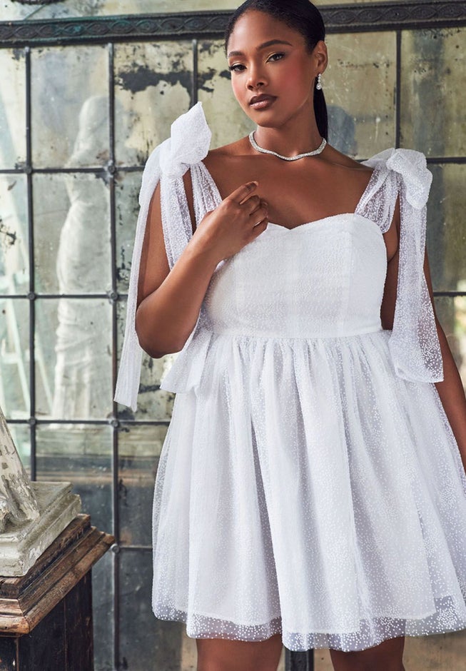 Bridal by ELOQUII Tie Shoulder Dress image number 3