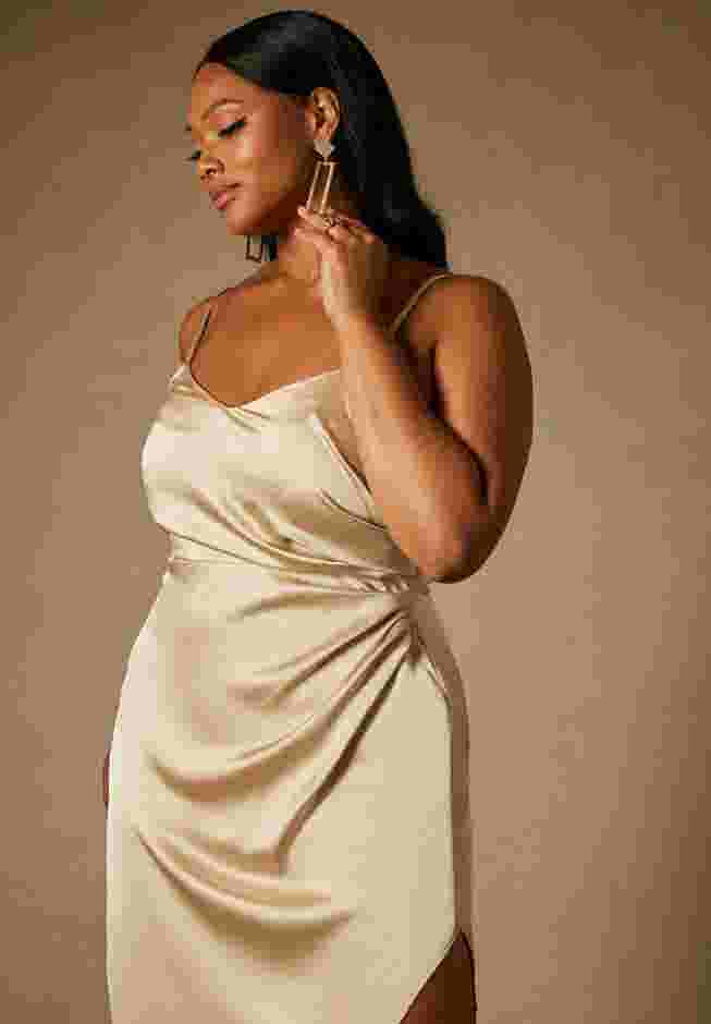 Bridal by ELOQUII High Slit Slip Dress image number 1