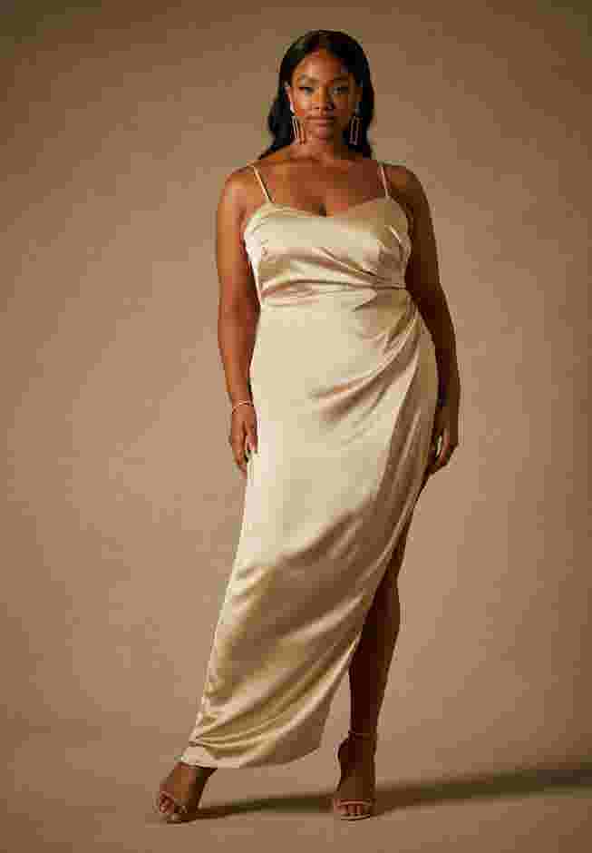 Bridal by ELOQUII High Slit Slip Dress image number 0