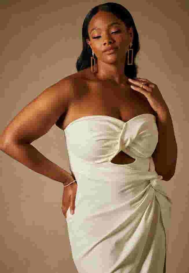 Bridal by ELOQUII Twisted Top Dress image number 1