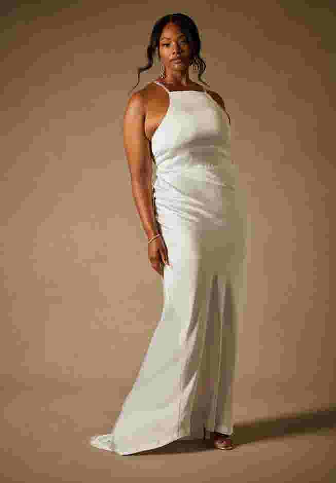 Bridal by ELOQUII Shimmer Strap Gown image number 0