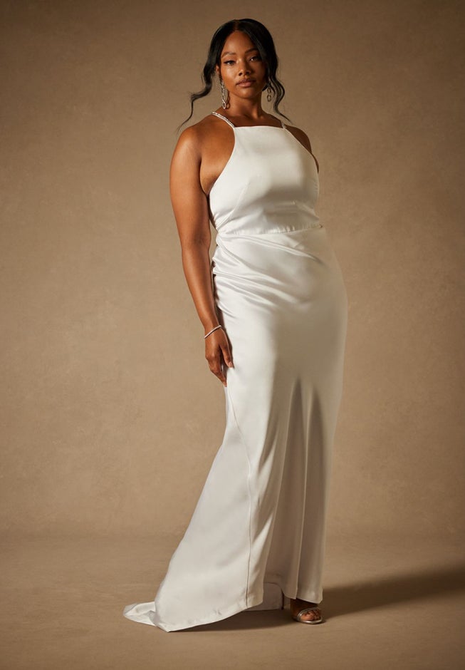 Bridal by ELOQUII Shimmer Strap Gown image number 0
