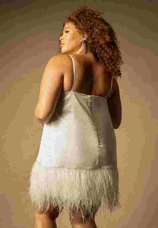 Bridal by ELOQUII Feather Hem Slip Dress image number 2
