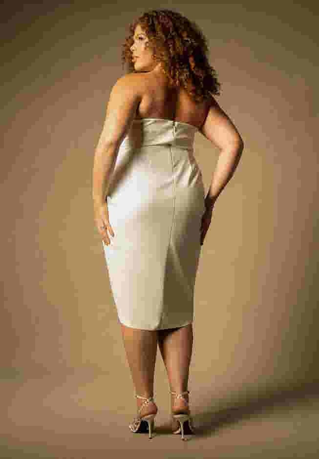 Bridal by ELOQUII Draped Faux Leather Dress image number 2