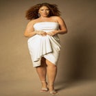 Bridal by ELOQUII Draped Faux Leather Dress image number null