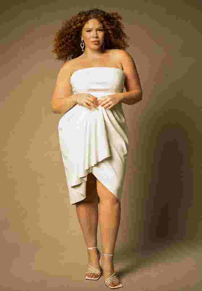 Bridal by ELOQUII Draped Faux Leather Dress image number 0