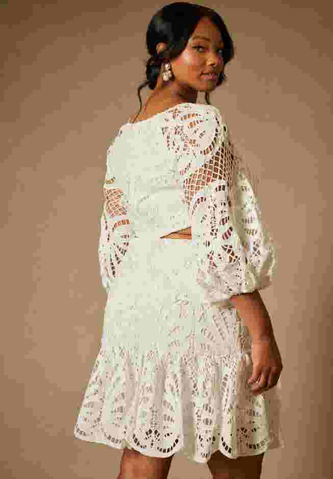 Bridal by ELOQUII Eyelet Puff Sleeve Dress image number 2