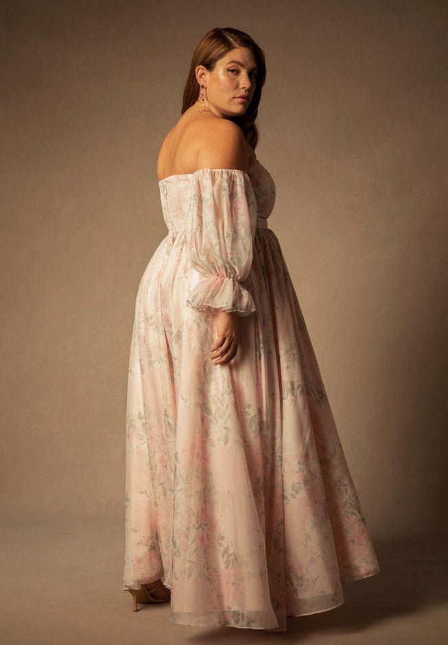 Bridal by ELOQUII Off The Shoulder Printed Dress image number null