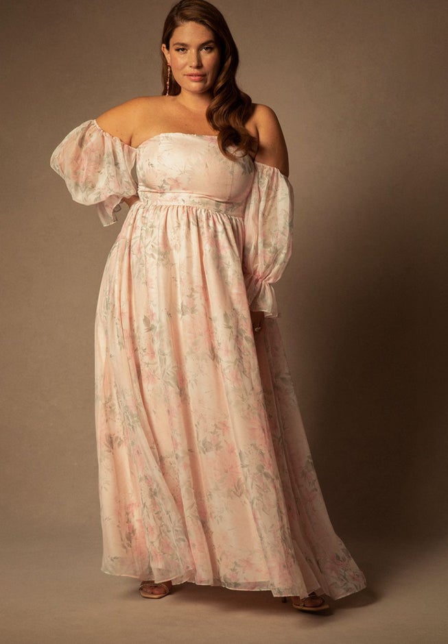 Bridal by ELOQUII Off The Shoulder Printed Dress image number null