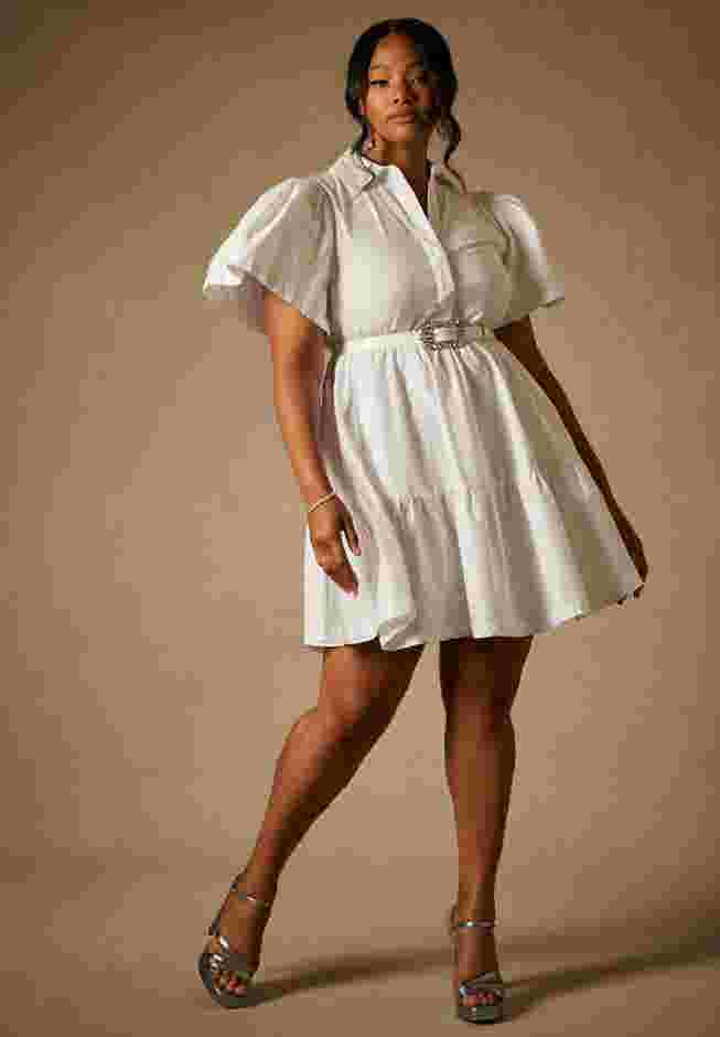 Bridal by ELOQUII Exaggerated Sleeve Button Dress image number 0