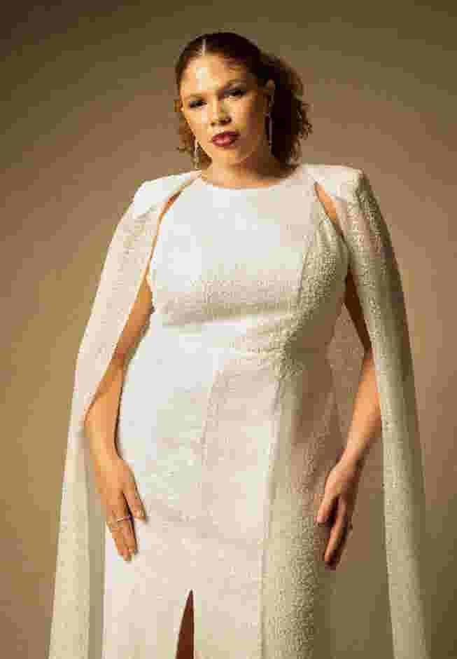 Bridal by ELOQUII Embellished Cape Gown image number 1