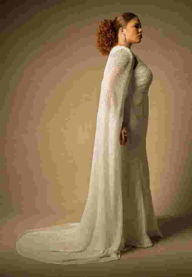 Bridal by ELOQUII Embellished Cape Gown image number 2