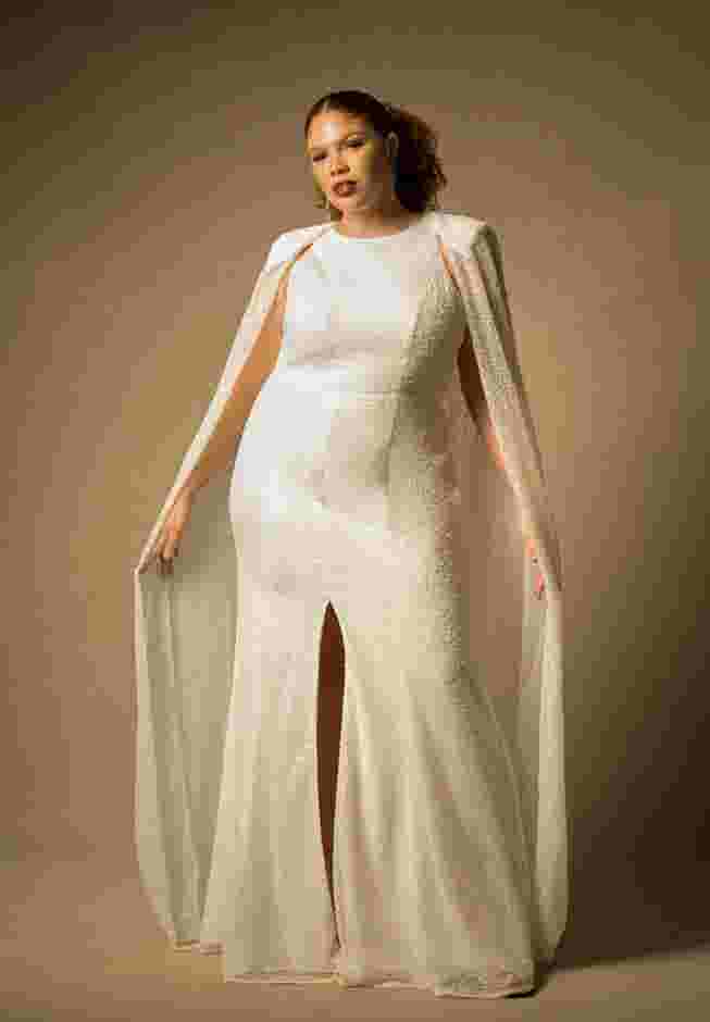Bridal by ELOQUII Embellished Cape Gown image number 0