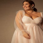 Bridal by ELOQUII Off The Shoulder Empire Mini Dress image number null