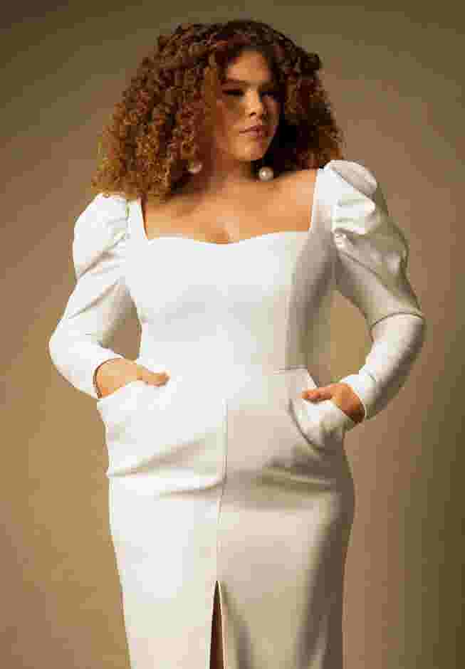 Bridal by ELOQUII Dramatic Sleeve Dress image number 1